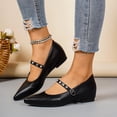 thumbnail image 6 of Women's Ballet Mary Jane Flats 2026 Casual Versatile Pointed Toe Buckle Strap Flats Summer Novel Trendy Comfortable Ballerina Shoes for Work Walking Black 7, 6 of 9