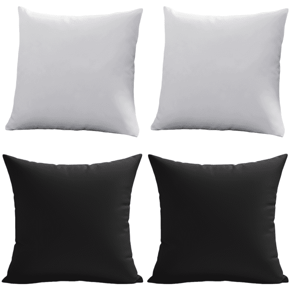 4 Pcs Waterproof Throw Pillow Covers, Tech Fabric Decorative Pillow Covers, Solid Color Patio Garden Balcony Couch Sofa Pillow Covers Set, 17.7x17.7 in Couch Sofa Pillow Covers, Black and White