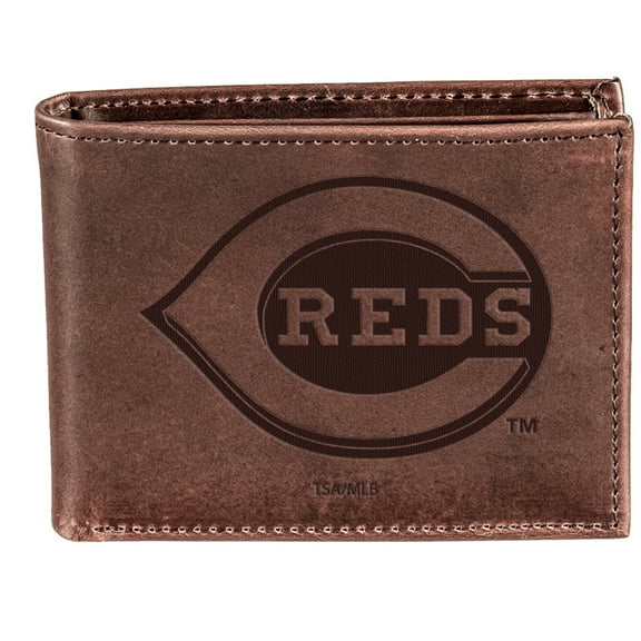 Brown Cincinnati Reds Bi-Fold Leather Wallet