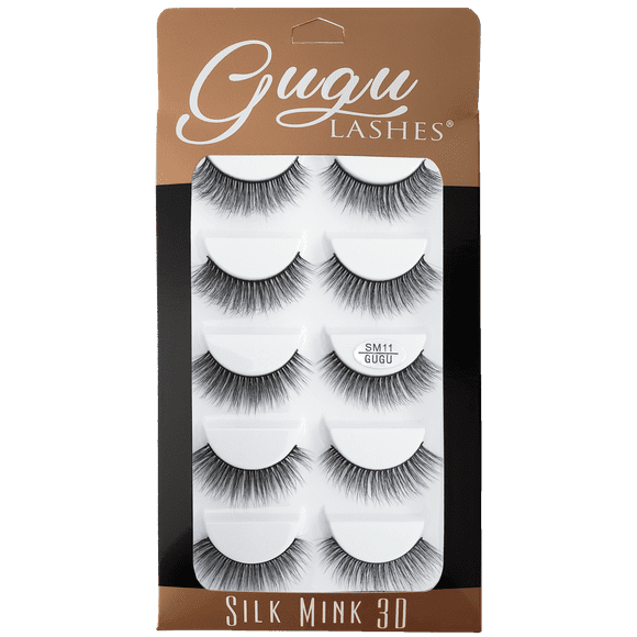 PESTAÑAS SILK MINK 3D SM11 GUGU LASHES GUGU LASHES 5 pares idénticos