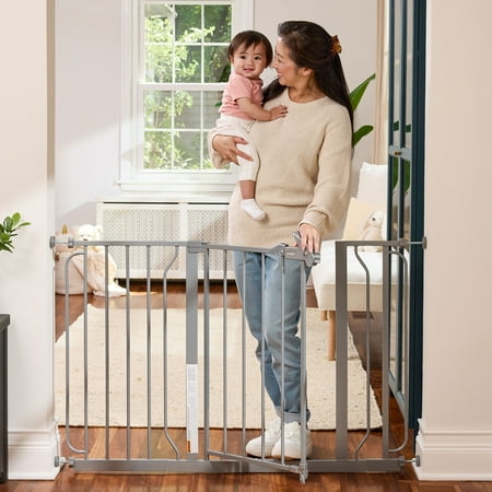 Regalo Easy Step® 49-Inch Extra Wide Baby Gate Includes 4-Inch and 12-Inch Extension Kit 4 Pack of Pressure Mount Kit and 4 Pack of Wall Mount Kit