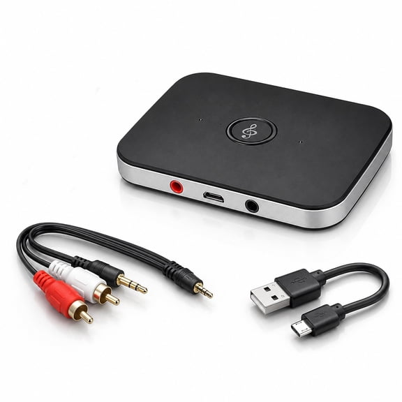 Bluetooth 5.0 Transmitter Receiver,2-in-1 Wireless Audio Adapter,3.5mm AUX RCA Adapter for TV PC Headphones Car Home Stereo System