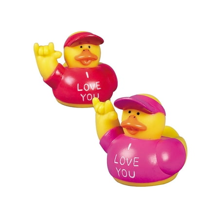 "I Love You" Rubber Ducks - Party Favors - 12 Pieces