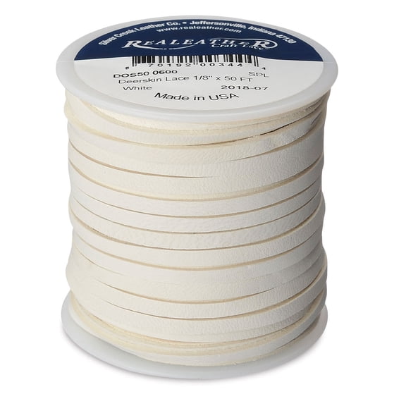 Realeather Deerskin Lace - 1/8" x 50 ft, White