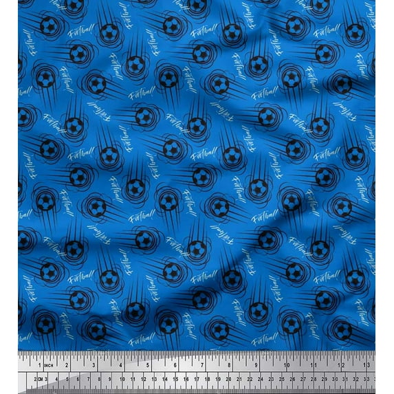 Soimoi Rayon Fabric Text & Football Sports Print Fabric by Yard 42 Inch Wide