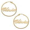 Personalized Planet Women's Gold over Silver Name Hoop Earrings, 35 mm