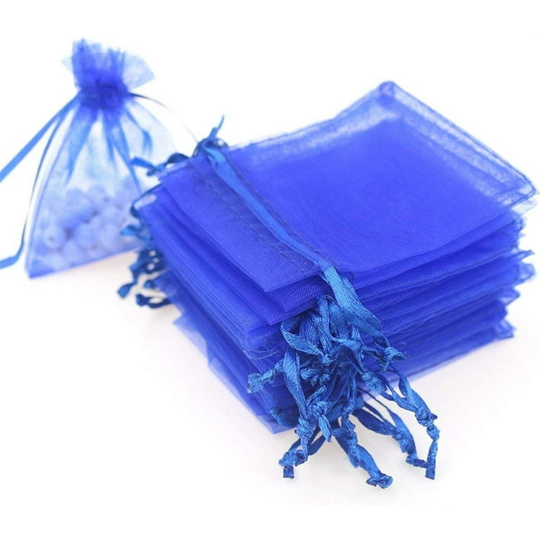 TheDisplayGuys 100-Pack 6x8 Navy Blue Sheer Organza Gift Bags with  Drawstring, Jewelry Candy Treat Wedding Party Favors Mesh Pouch