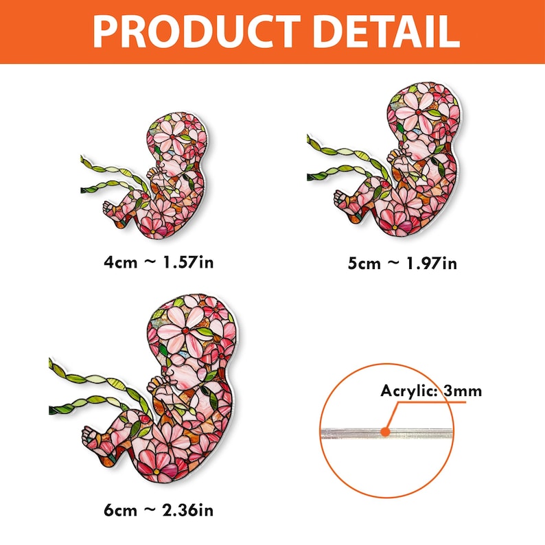 TiniDecor Floral Fetus Badge Reel, Pink Baby ID Holder, Cute Gift for OB Nurses & Doulas