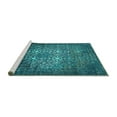 thumbnail image 2 of Ahgly Company Machine Washable Indoor Square Oriental Turquoise Blue Industrial Area Rugs, 8' Square, 2 of 4
