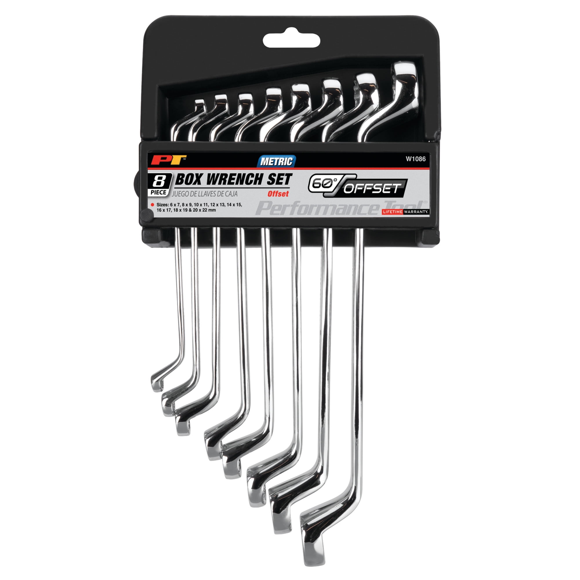 Performance Tool W1086 8Pc Offset Metric Box Wrench Set - Heavy-Duty Chrome Vanadium Steel Construction for Efficient Mechanics and DIY Enthusiasts