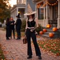 thumbnail image 4 of LNZGNM Halloween Women's Witch Hat, Pointed Crown with Wide Brim, Lightweight and Comfortable for Halloween Parties, Themed Photo Shoots, and Spooky Gatherings,D(One Size), 4 of 6