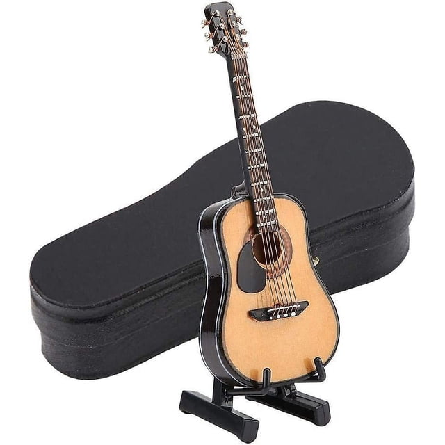 Mini modelo de guitarra TANGJMXG Adornos artesanales con caja de almacenamiento 10CM
