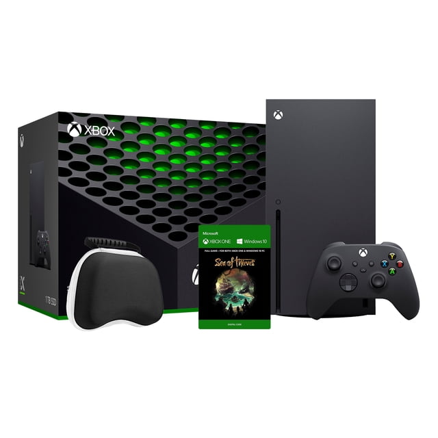 Ensemble Console de Jeu X 2020 le Plus Récent - Console Xbox Noire 1TB SSD et Manette Sans Fil avec Jeu Complet Sea of Thieves et Étui Rigide de Protection pour Manette Xbox