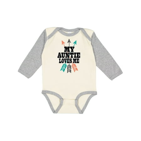 

Inktastic My Auntie Loves Me Tribal Arrows Nephew Gift Baby Boy Long Sleeve Bodysuit