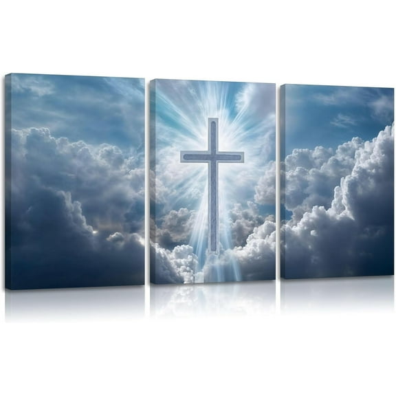 Hieng Christian Cross Wall Art Catholic Canvas Posters Prints Modern Religion Artwork Church Painting Pictures for Living Room Bedroom Dining Room Office Wall Decor Unframed