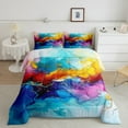 thumbnail image 2 of jejeloiu Marble Liquid Gradient Queen Comforter Set,Colorful Ombre Effects Bedding Sets,Abstract Watercolor Bedding Comforter Set For Girls Boys,Super Cozy Room Decor Reversible,3 Pieces, 2 of 8