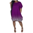 thumbnail image 1 of FVWITLYH Robes d'Été pour Femmes Tendance 2024 Robe Col Rond Décontractée Manches Longues Robe Ample Couleur Unie Longue Robe Violette,L, 1 of 4