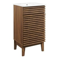 Modway Render 18" Bathroom Vanity Cabinet in Walnut White