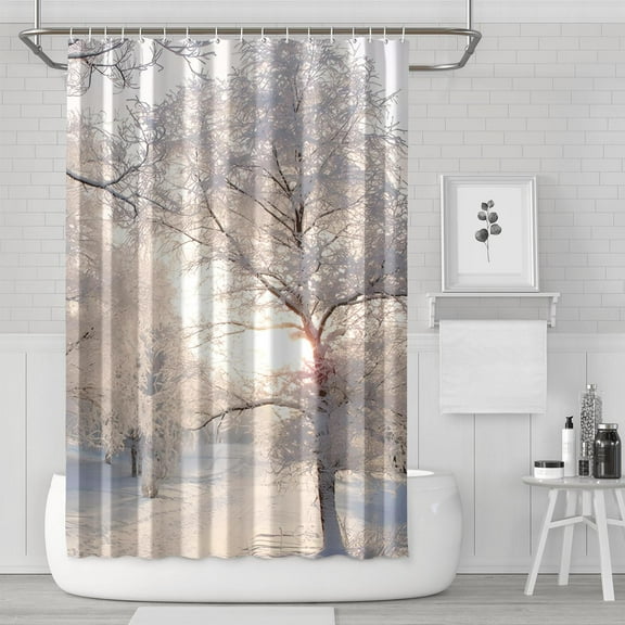 Shower Curtain for Bathroom Christmas Snowflake Happy Christmas Shower Curtains Durable Simple Bath Curtain Hooks Included,72x72Inch