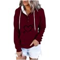 thumbnail image 2 of ICHUANYI Liquidación Blusa de manga larga con bolsillo impreso a la moda para mujer Tops casuales Sudadera con capucha con botones ICHUANYI WER202308246716, 2 of 6