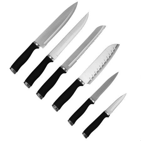 Home Basics Soft Grip 12 Piece Knife Set with Sheaths  Black