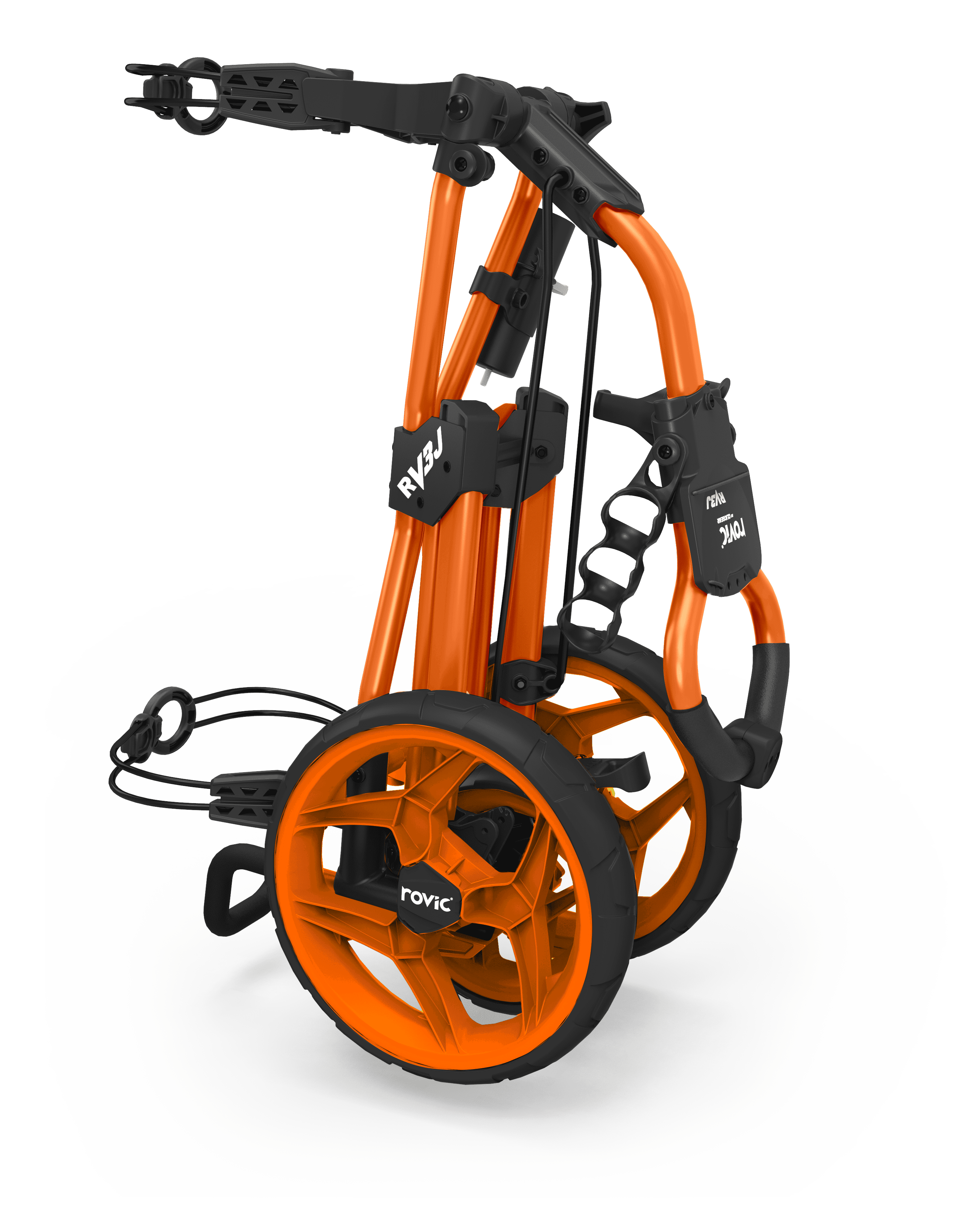 Rovic Model RV3J Junior | Youth 3-Wheel Golf Push Cart (Orange