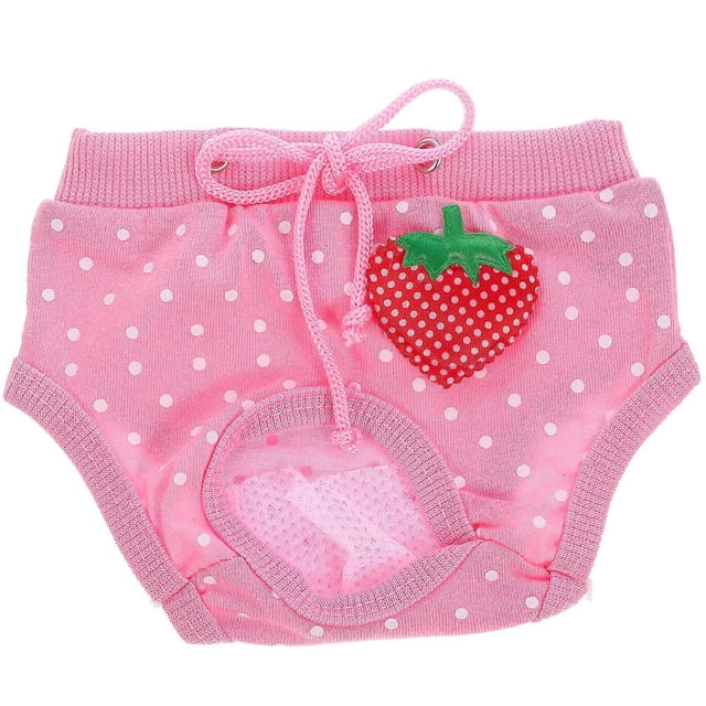 Pet Diaper Sanitary Physiological Pants Dot Strawberry Washable Male Dog Shorts Panties Menstruation Underwear Size S (Pink)