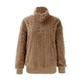 thumbnail image 3 of WTXUE Women's Oversized Cable Knit Pullover Sweatshirts Quarter Zip Collared Fleece Lined Jacket Fall Winter Fashion Warm Trendy Sweater for Cold Weather Brown M, 3 of 8