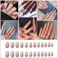thumbnail image 5 of Prensa en uñas Uñas de punta francesa Puntas de uñas ovaladas Uñas postizas brillantes Uñas postizas con diseño Uñas acrílicas de cobertura completa, 5 of 5