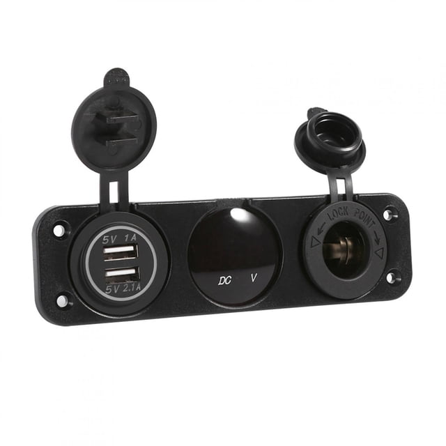 Panel de enchufe impermeable para coche y barco 3 orificios USB Dual LED azul ANGGREK Otros