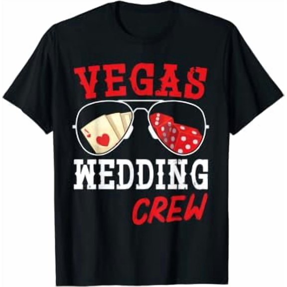 Happy Marry Bride Groom Husband And Wife Vegas Wedding Crew Graphic T-Shirt, Size S-5XL