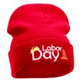 thumbnail image 4 of Labor Day Workers Embroidered 12 Inch Long Knitted Beanie - Red OSFM, 4 of 5