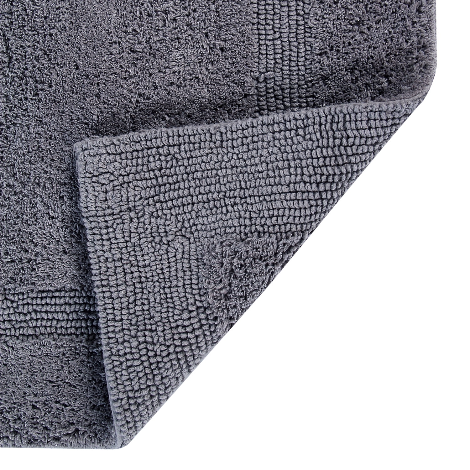 Better Trends Lux Bath Rug 100% Cotton, 4 Piece Set (17"x24" | 20"x20" | 21"x34" | 24"x40"), Gray