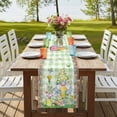 thumbnail image 4 of Table Runners 72 Inches Long Dress Scarves, Easter Farmhouse Kitchen Table Runner, Coffee Tablerunners, Gnomes Flowers Duck Eggs Green Lattice Wooden 16x72 Inch, 4 of 9