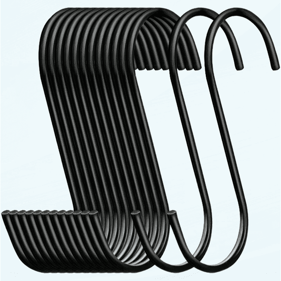 30 Pack S Hooks Black Steel S Shaped Hooks for Hanging Pans Pots Plants Bags Towels Heavy Duty Kitchen Hooks Hanger, Large 3.7 inch