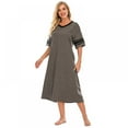 thumbnail image 2 of WBQ Long Nightgown, Womens V Neck Loungewear Oversized Sleepwear Loose Sleep Dress Gray Tag M/US 8, 2 of 6