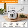 thumbnail image 2 of Cooks Standard Multi-Ply Clad 1.5 Quart Stainless Steel Saucepan with Lid, Small Kitchen Induction Cooking Sauce Pot Pan, Dishwasher & Oven Safe, Compatible with All Cooktops, 2 of 7