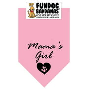 Fun Dog Bandana - Mama's Girl - One Size Fits Most for Med to Lg Dogs, light pink pet scarf