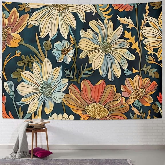 BCIIG Flowers Wallpaper Tapestry Wall Hanging Unique Style Graphic Tapestries Home Wall Decor Art for Living Room Bedroom Apartment Farmhouse Dorm 40x30inch