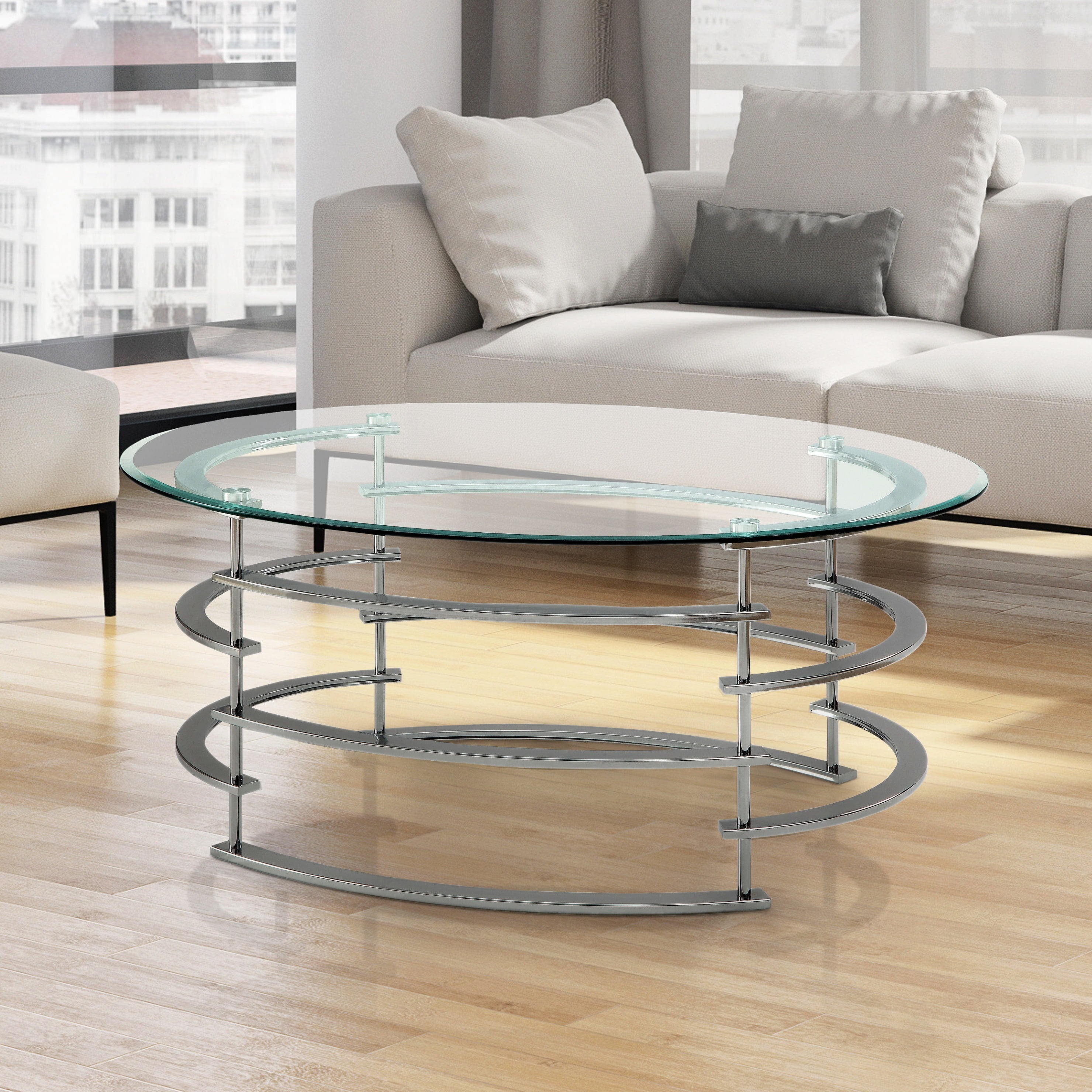 Silver Orchid Marcello Contemporary Glass Top Coffee Table Com Departments
