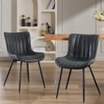 thumbnail image 2 of Yeshouse Juego de 2 sillas de comedor tapizadas, de cuero con patas de metal y asiento de esponja de alta densidad, diseño moderno de mediados de siglo para comedor y sala de estar, 2 of 7