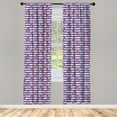 thumbnail image 4 of Ambesonne Nautical Window Curtains, Anchors on Stroke Stripes, Each 28" W x 84" L, Vermilion Violet Blue, 4 of 4