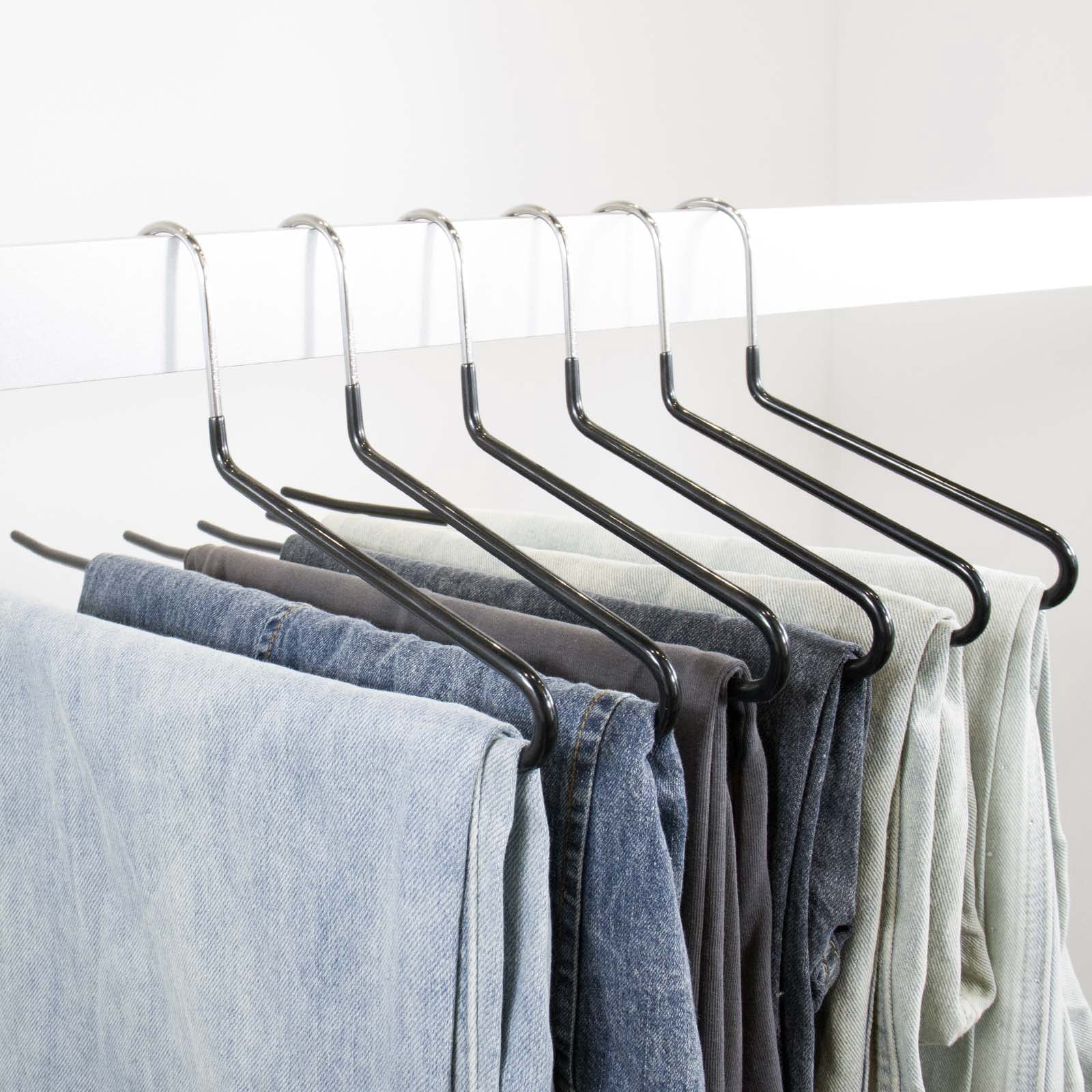 GZQXHOME Non‑Slip Metal Pants Hanger, 30 Pack Space‑Saving Heavy Duty Black Closet Organizer for Trouser Jeans Blanket Storage