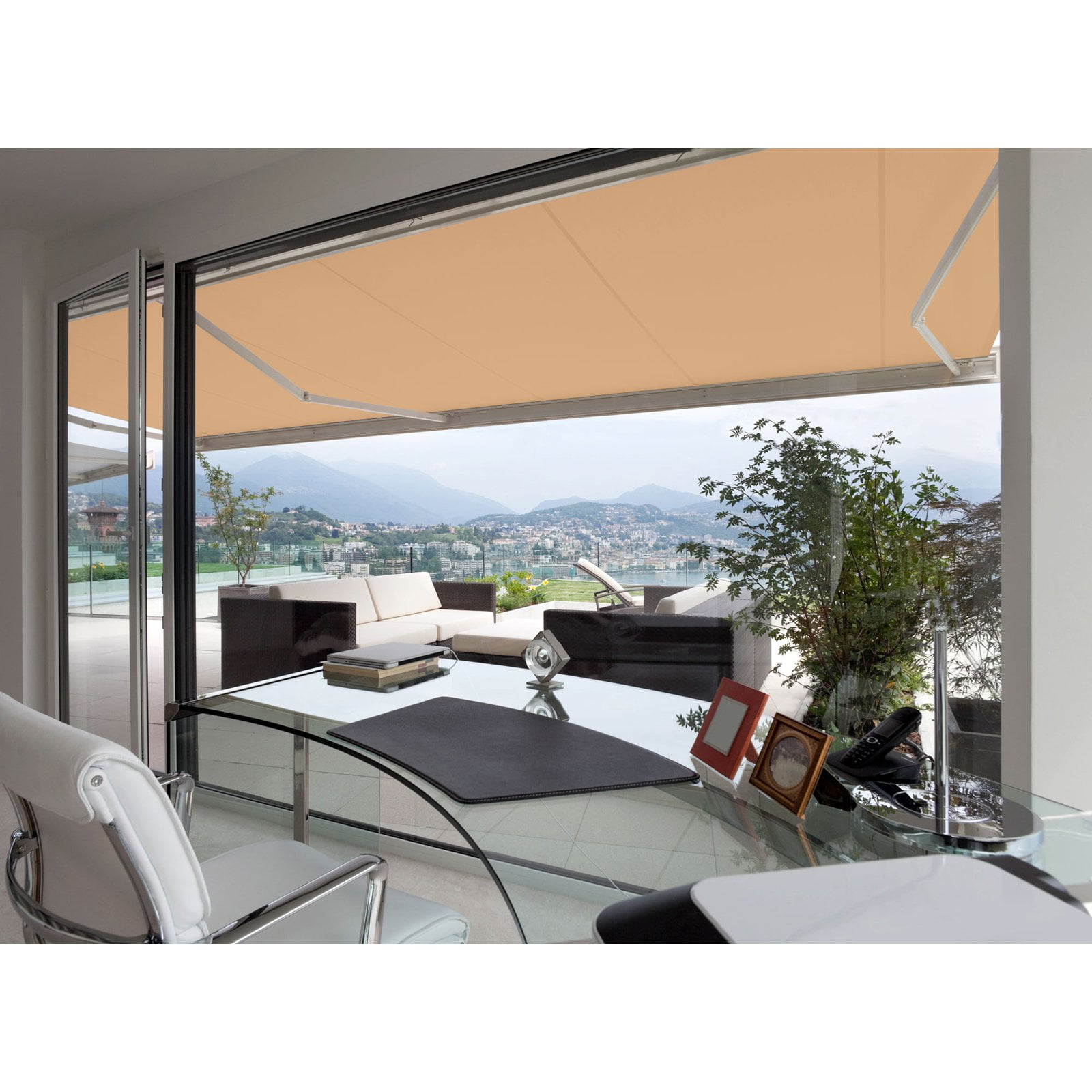 Advaning Luxury Series 10x8 ft. Manual Retractable Sunshade Awning - Black