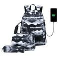 thumbnail image 2 of 3Pcs/Set Student Backpack Ink Print Charging Port Smooth Zipper Backpack Lunch Bag Pencil Bag for Secondary School Student, 2 of 10