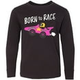 thumbnail image 3 of Inktastic Born to Race- Pink Race Car Long Sleeve Youth T-Shirt, 3 of 5