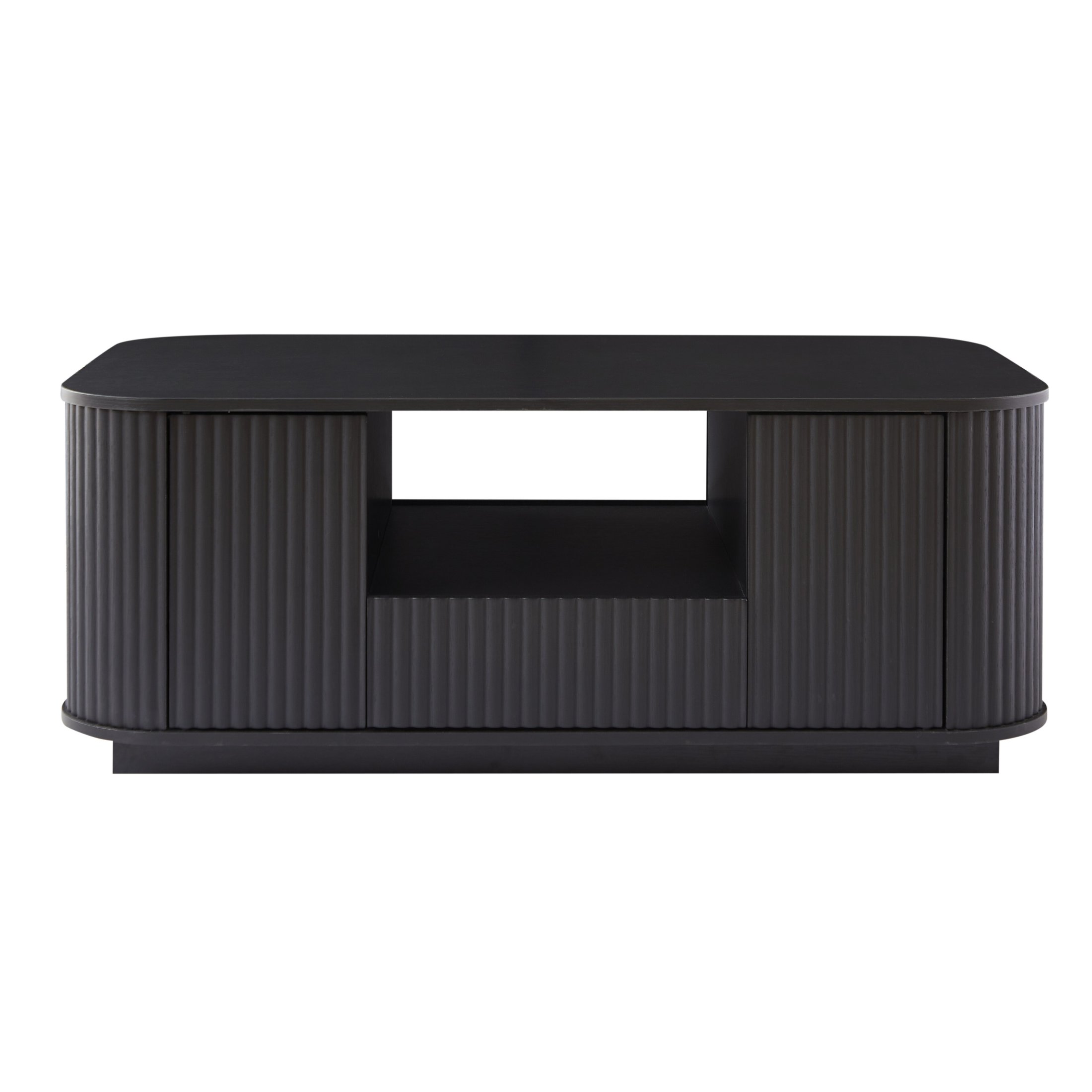 Noble House Blair Oval Coffee Table, Luxury Curved Contour Center Table with Storage Drawers, for Living Room, Black
