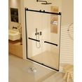 thumbnail image 3 of Sliding Glass Shower Door Frameless Shower Door in Stainless Steel 60" W x 76" H, Tempered Glass Shower Doors with Seal Strip Parts and Handle, Easy Sliding Showe Door (Black), 3 of 9