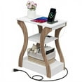 thumbnail image 5 of ZENSTYLE Side Table 3 Tier End Table with Charging Station Nightstand with USB Storage Shelf White, 5 of 9