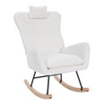 thumbnail image 2 of Upholstered Rocking Chair, Teddy Fabric Glider Rocker with High Backrest,Modern Rocking Accent Chair for Living Room, Nursery, Bedroom, White, 2 of 8